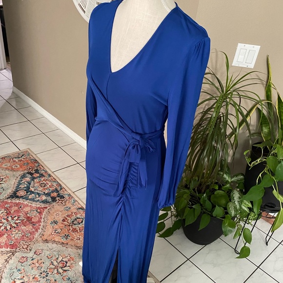 Diane Von Furstenberg 8? Akil Wrap Dress Royal Cobalt Long Sleeve V-Neck Viscose - Picture 9 of 16